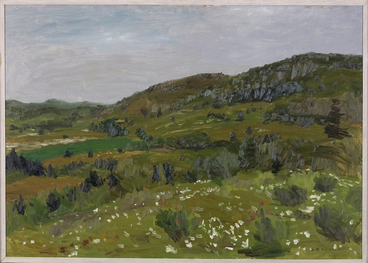 Laurentian Landscape by Goodridge Roberts, oil on board, 81.3 x 115.8 cm. Photo: Bernard Clark. Source: City of Kingston Civic Collection. Laurentian Landscape